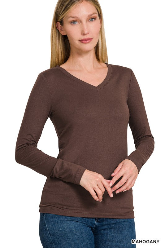 Zenana Microfiber v neck shirt