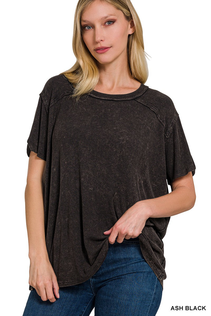 Zenana ribbed short sleeve Top