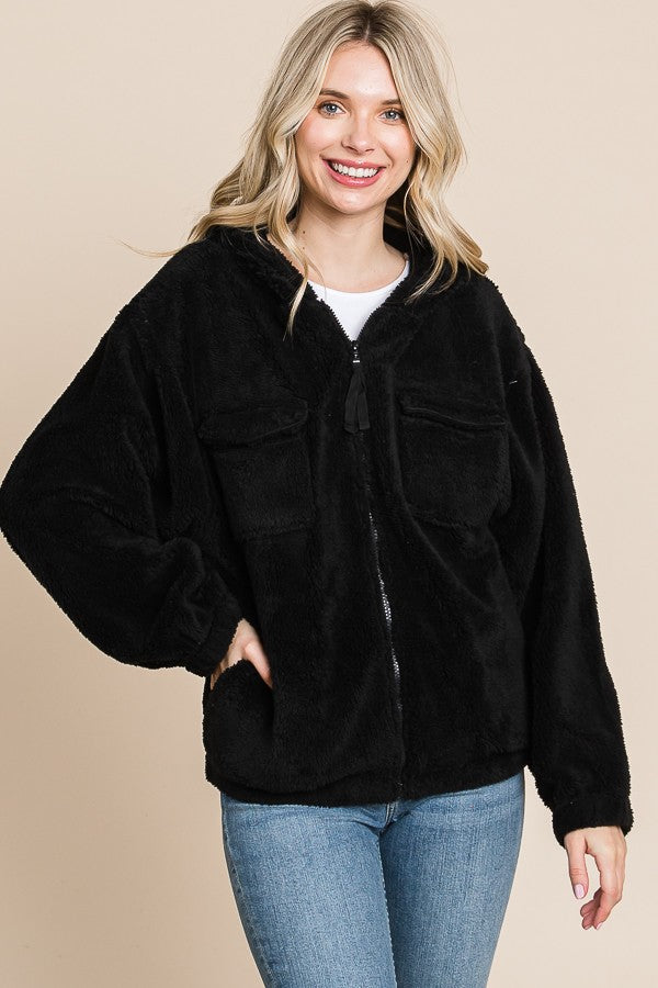 Faux Fur jacket with Hockets