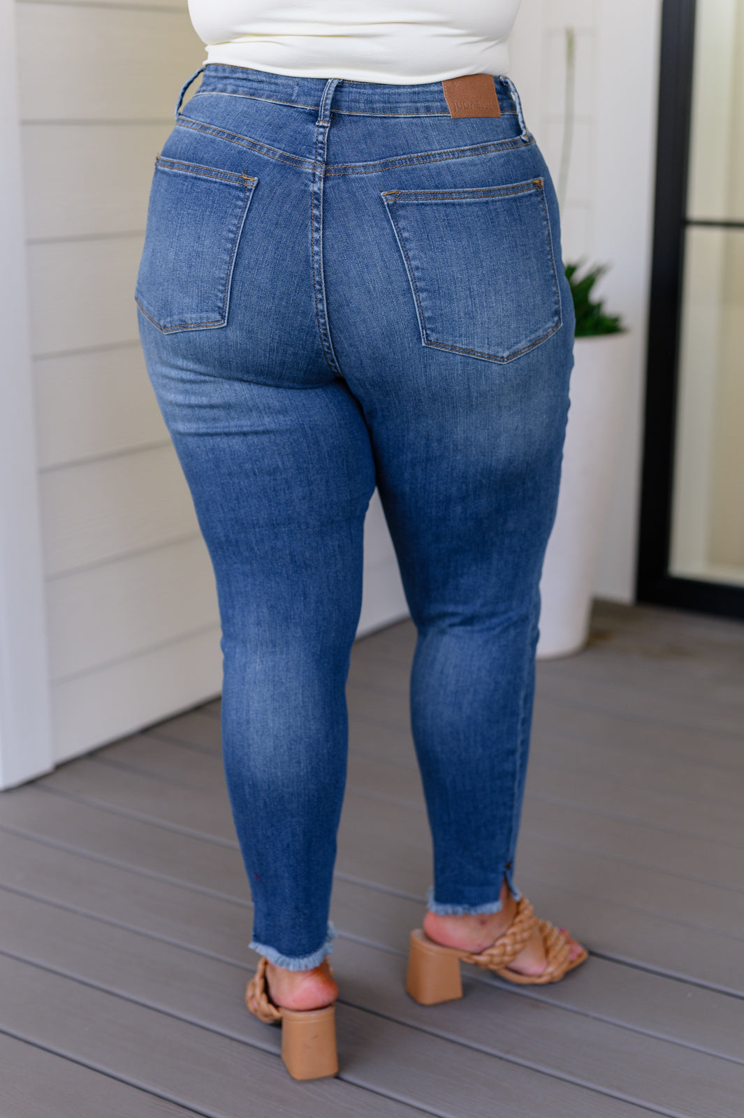 Amy High Rise tummy Control Top Side Slit Skinny Jeans