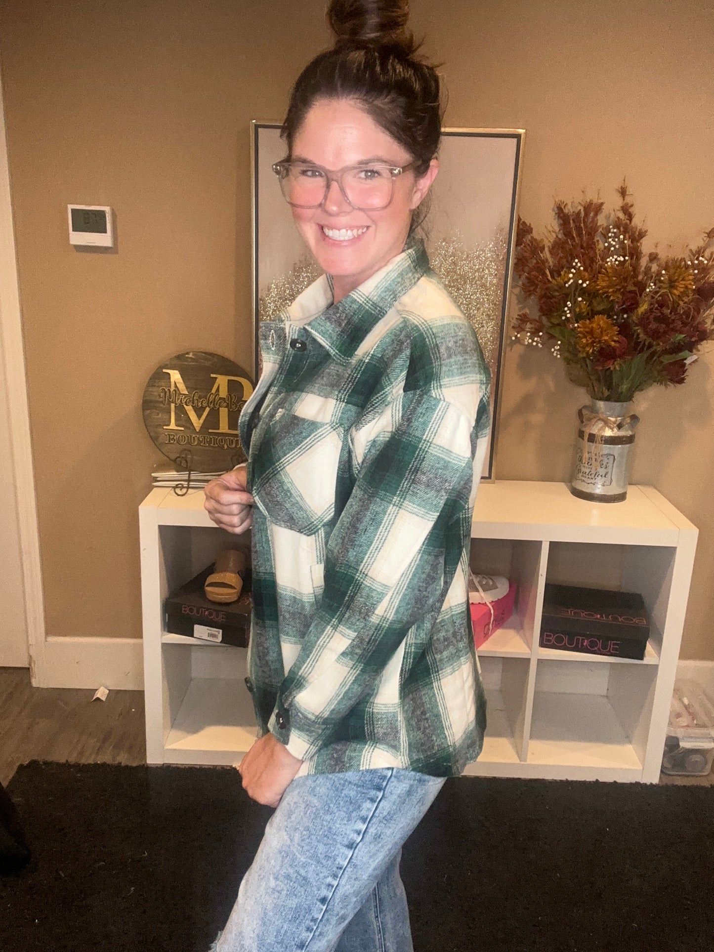 Hunter Green Oversized Flannel