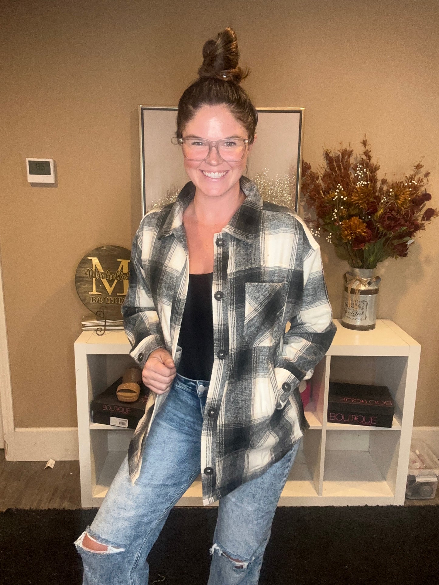Black Over sized Flannel