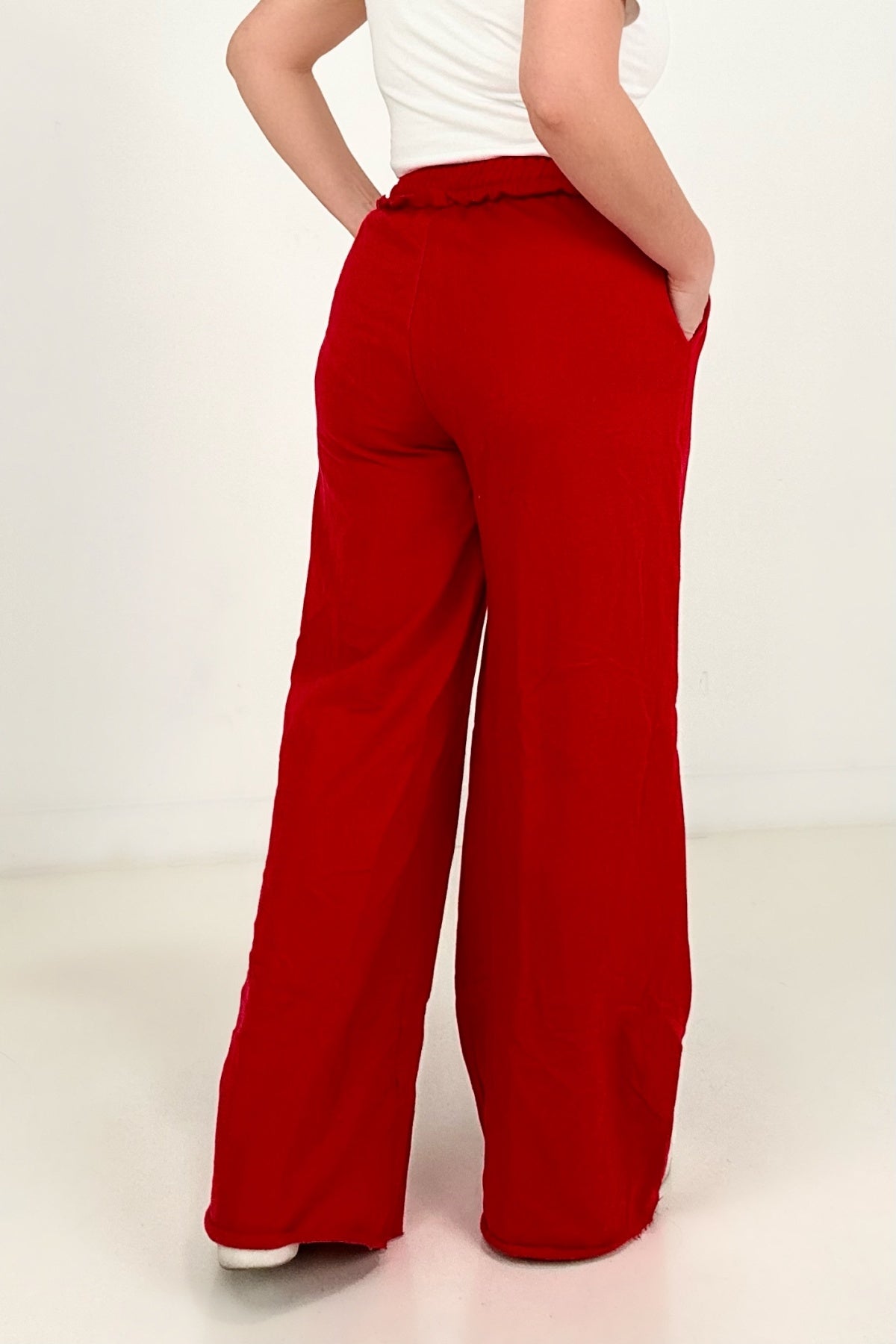 Zenana French Terry Laser Cut Pants With Pockets