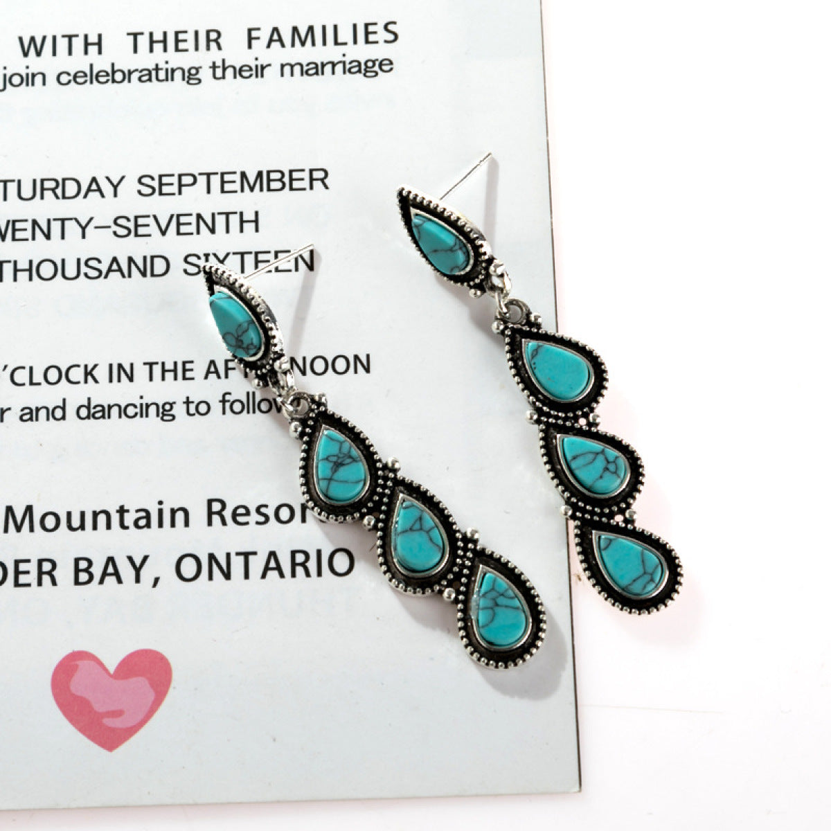 Retro Teardrop-Shaped Turquoise Dangle Earrings