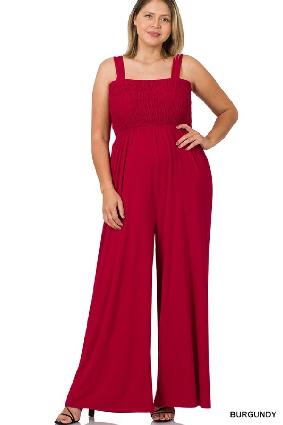 "Vivi" Zenana Smocked Wide Leg Jumpsuit with Pockets