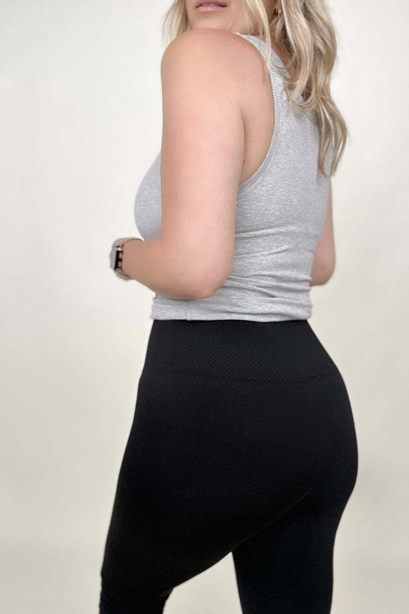 Zenana High Waist Diamond Shape Band Fleece Leggings