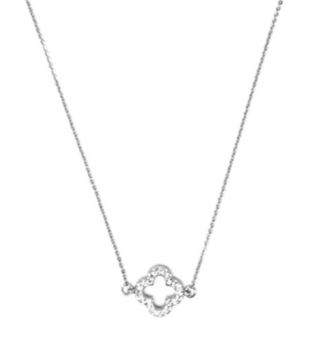 Melania Clara Large Pave Crystal Clover Pendant Dainty Necklace