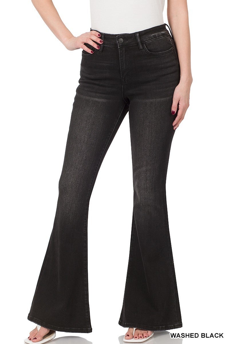High Rise Black Flare Jeans