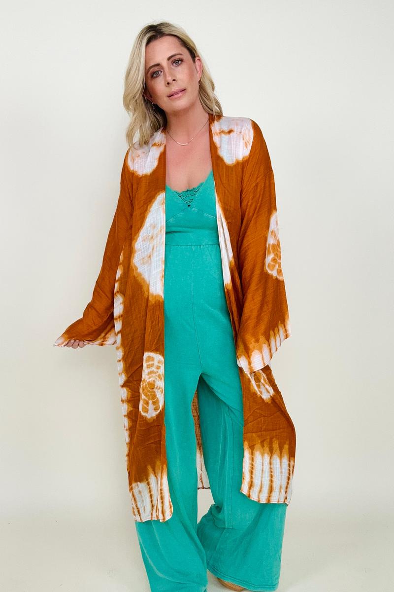 Leto Tie-Dye Longline Kimono with Full Sleeves