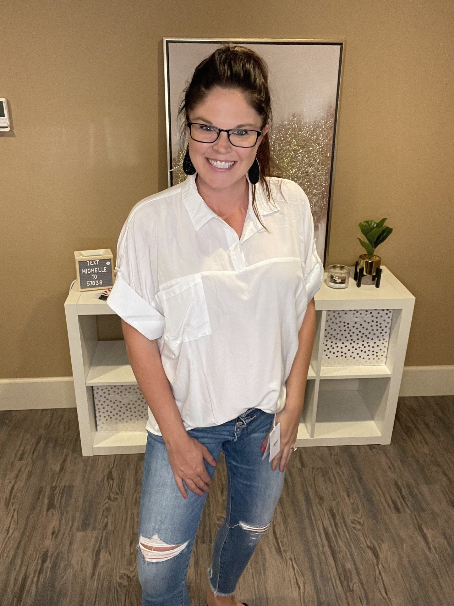 Short Sleeve Rolled Cuff Top