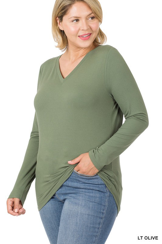 Zenana Microfiber v neck shirt