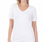 Zenana Cotton V neck Short sleeve T shirt Doorbuster deal