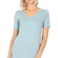 Zenana Cotton V neck Short sleeve T shirt Doorbuster deal