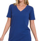 Zenana Cotton V neck Short sleeve T shirt Doorbuster deal