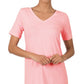 Zenana Cotton V neck Short sleeve T shirt Doorbuster deal