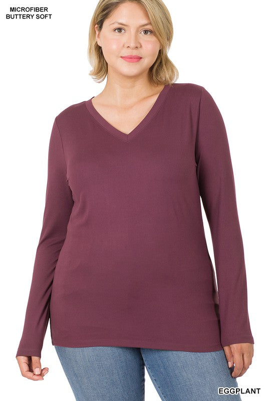 Zenana Microfiber v neck shirt