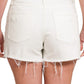 Zenana Button fly raw Hem white Denim shorts