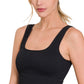 Zenana square Neck Cropped top with Bra pads