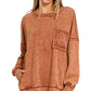 Zenana acid wash French terry Pullover with Pockets