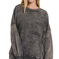 Zenana acid wash French terry Pullover with Pockets