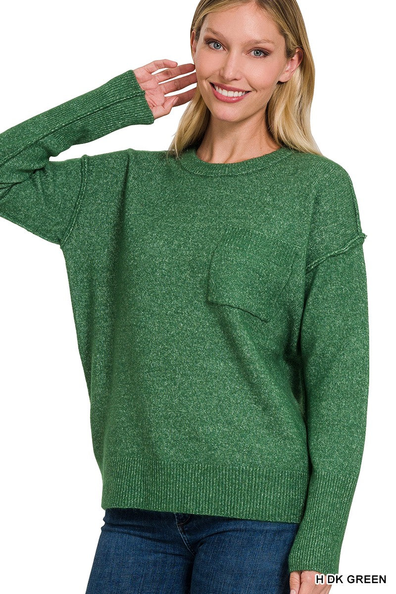 Zenana High low round Neck Sweater