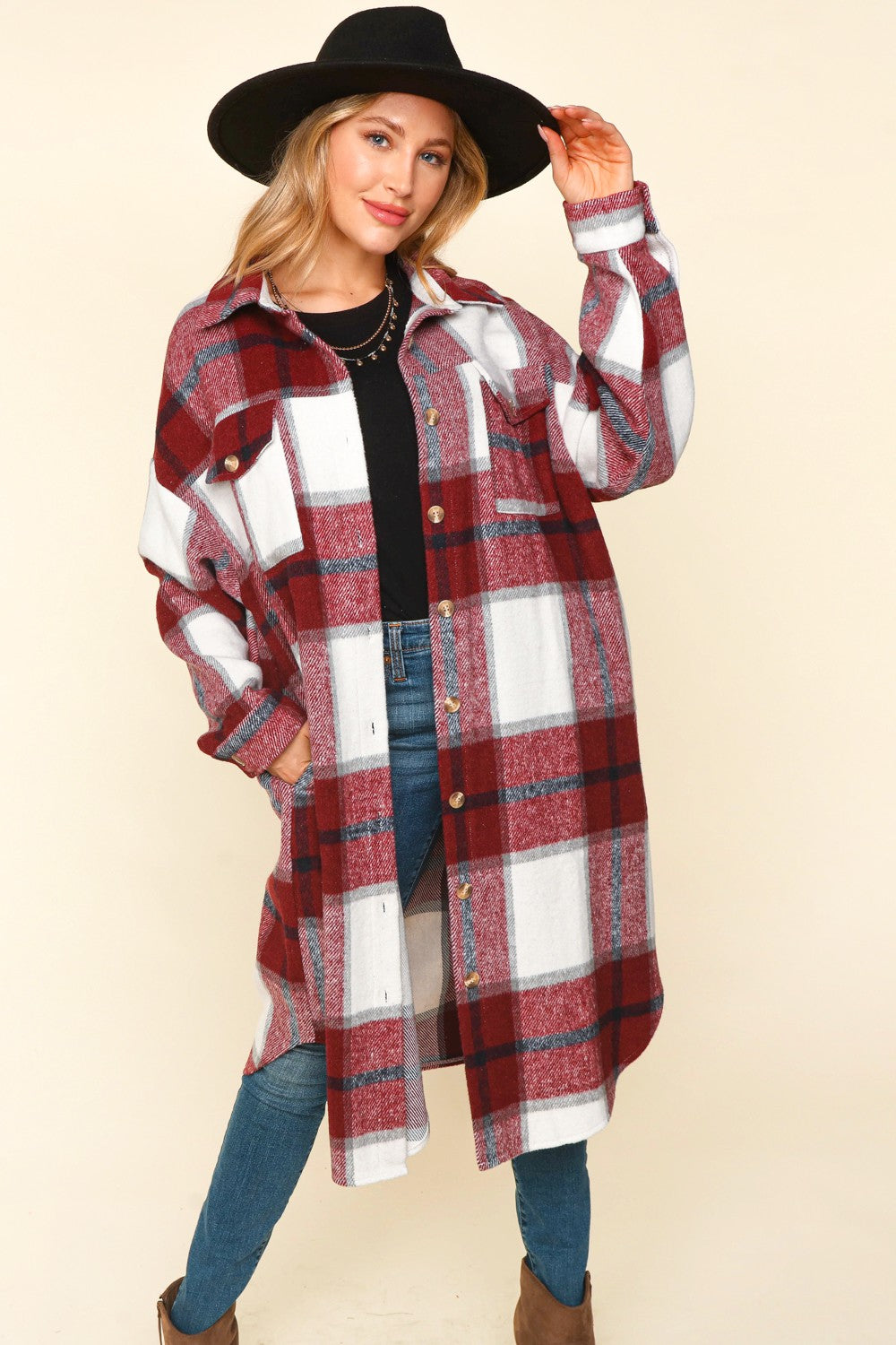LONG BURGUNDY FLANNEL