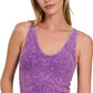 Zenana washed ribbed cropped top with Bra pads