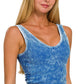 Zenana washed ribbed cropped top with Bra pads