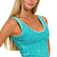 Zenana washed ribbed cropped top with Bra pads