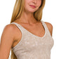 Zenana washed ribbed cropped v neck top