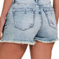 Zenana Distressed Hem Denim shorts