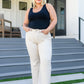 Alice High Rise Over Dyed 90's Straight Jeans in Light Khaki