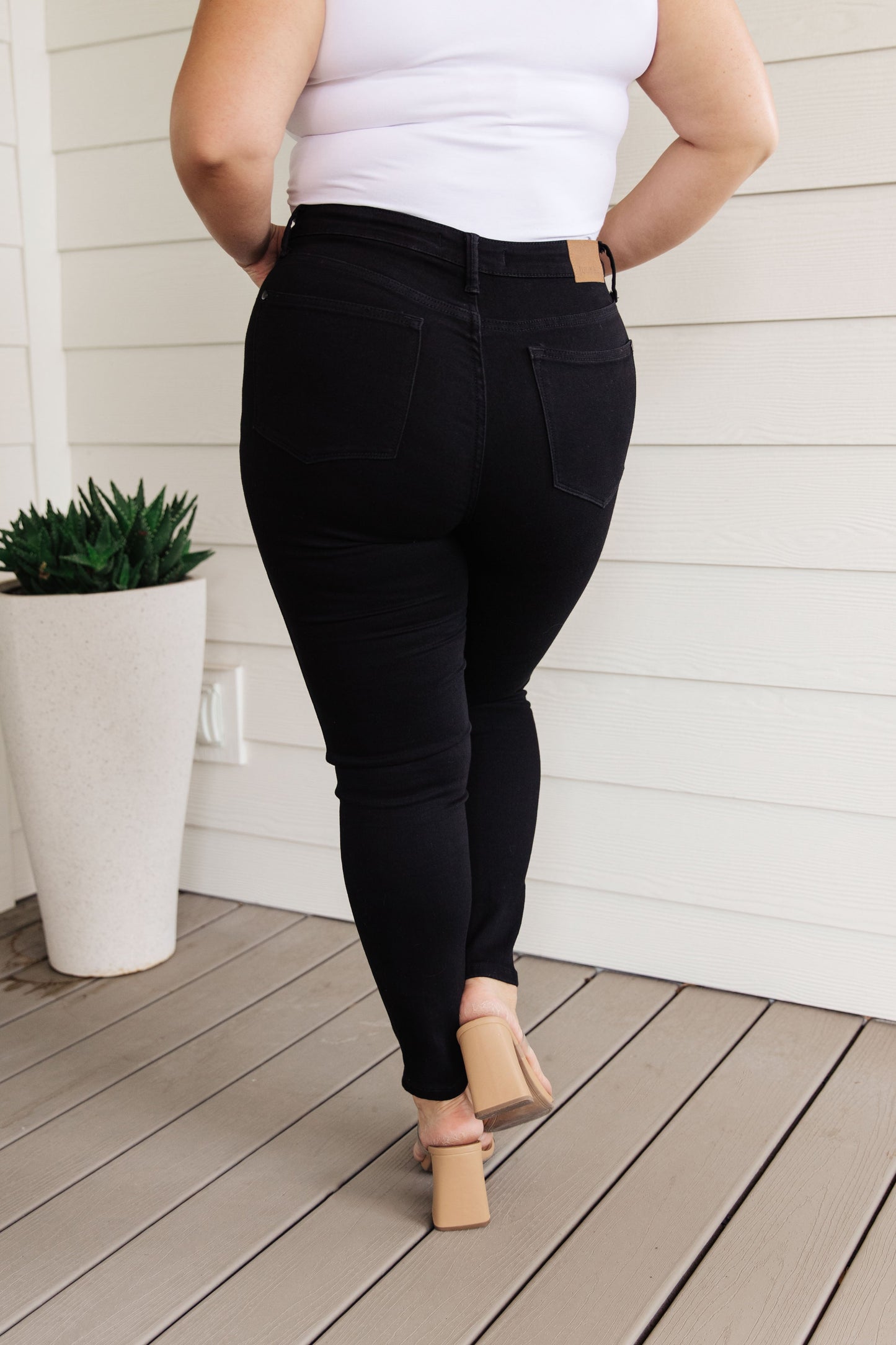 Audrey High Rise  Tummy Control Top Classic Skinny Jeans in Black