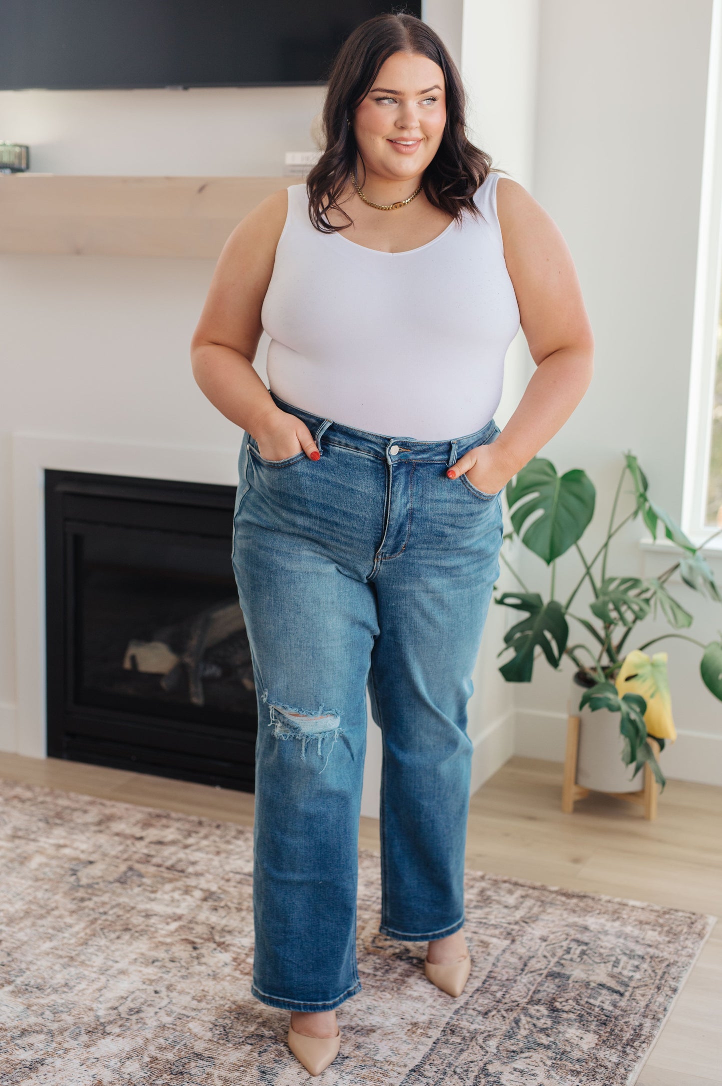 Judy Blue Carrie High Rise  Tummy Control Top 90's Straight Jeans