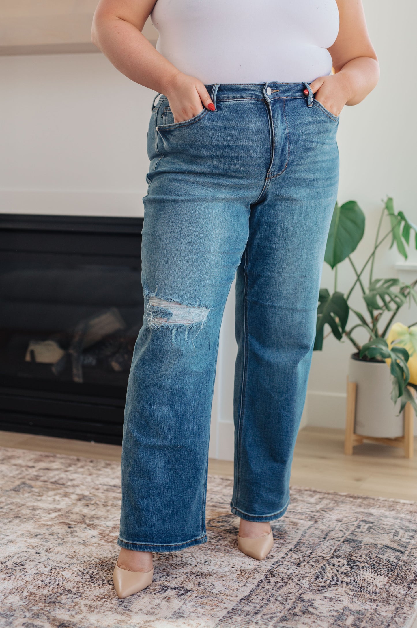 Judy Blue Carrie High Rise  Tummy Control Top 90's Straight Jeans