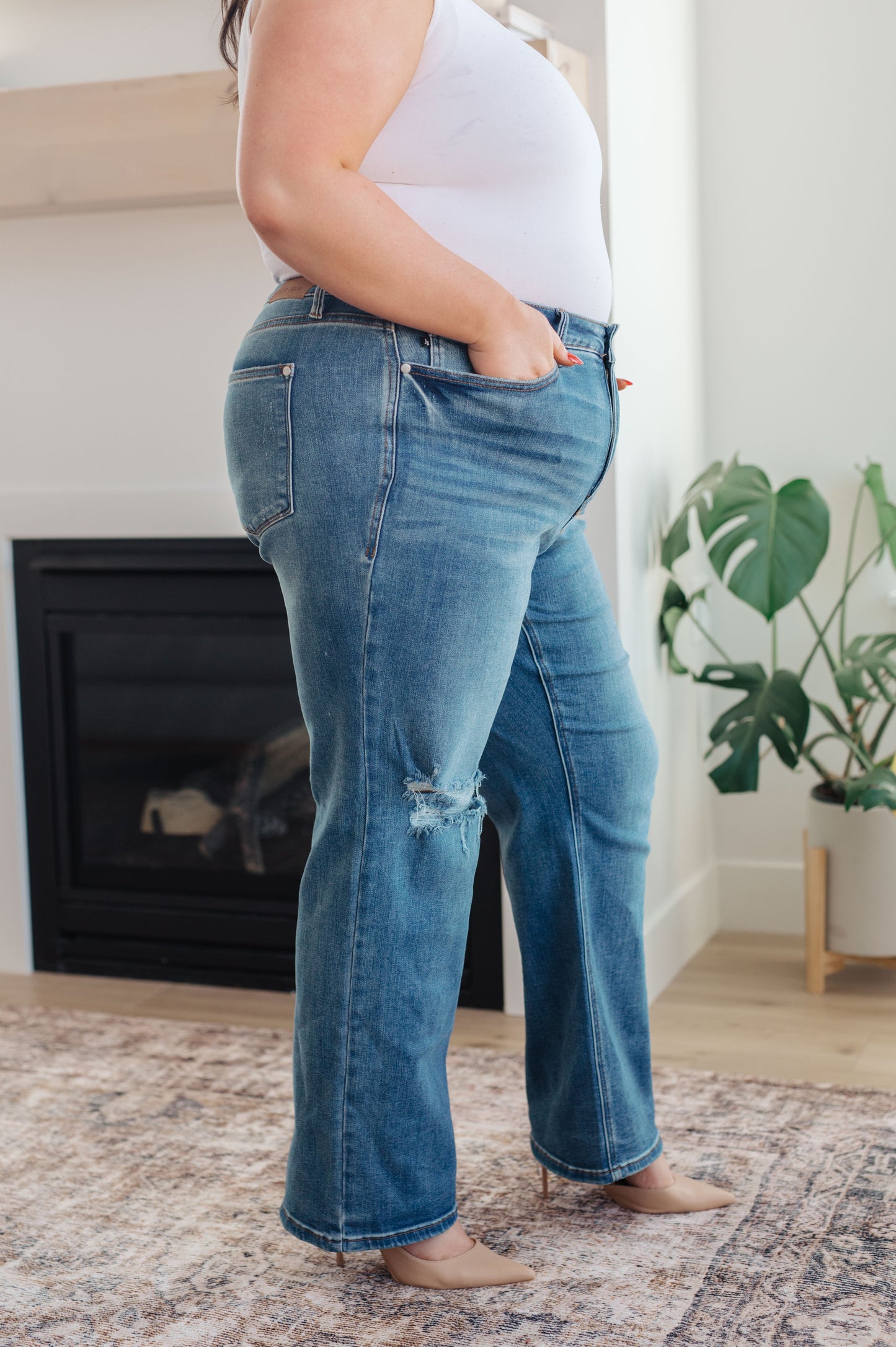 Judy Blue Carrie High Rise  Tummy Control Top 90's Straight Jeans