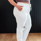 Charlene High Rise Contrast Thread Jogger in Ecru