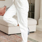 Charlene High Rise Contrast Thread Jogger in Ecru