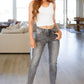 Charlotte High Rise Stone Wash Slim Jeans in Gray