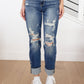 Danny Mid Rise Cuffed Destroyed Boyfriend Jeans