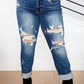Danny Mid Rise Cuffed Destroyed Boyfriend Jeans