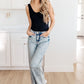 Judy Blue Dory High Waist Mineral Wash Raw Hem Wide Leg Jeans