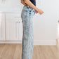 Judy Blue Dory High Waist Mineral Wash Raw Hem Wide Leg Jeans