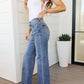 Esther Mid Rise Contrast Wash Wide Leg Jeans
