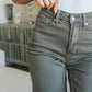Harvey High Rise Control Top Wide Leg Crop Jeans in Olive