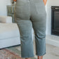 Harvey High Rise Control Top Wide Leg Crop Jeans in Olive