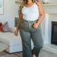 Harvey High Rise Control Top Wide Leg Crop Jeans in Olive