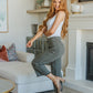 Harvey High Rise Control Top Wide Leg Crop Jeans in Olive