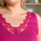 I Can Love You Better Lace Trim Tank in Berry