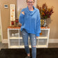 Blue Cowl Neck Oversized Sweater